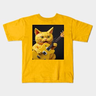 corn covered cat playing guitar Kids T-Shirt